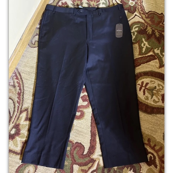 TASSO ELBA Greg Norman 42W x 30L FlatFront Wool Natural Stretch BLACK $150 NEW - Picture 3 of 13